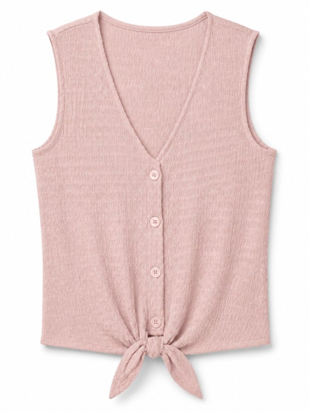 Sanctuary Blush Pink Button Front Tie Hem V-Neck Tank Top XL